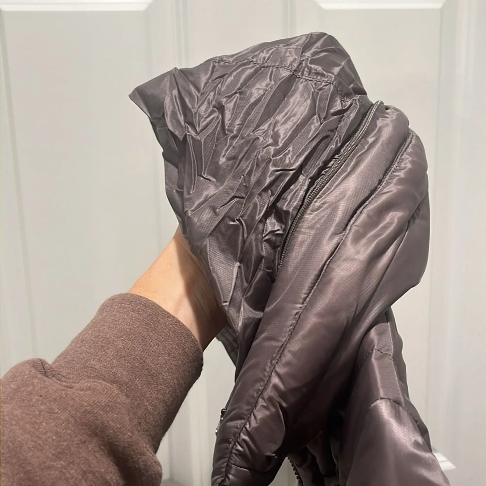 MeCo Goose Down Jacket Coat Women’s chocolate brown long length